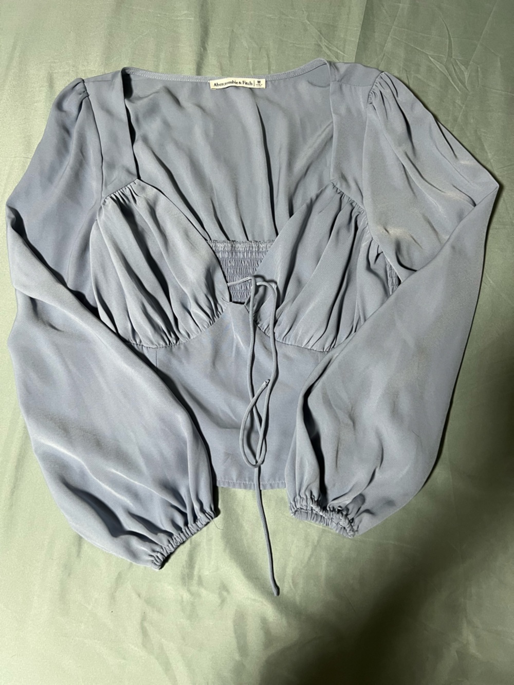 Abercrombie & Fitch Light Blue Smocked Bust Long Sleeve Top